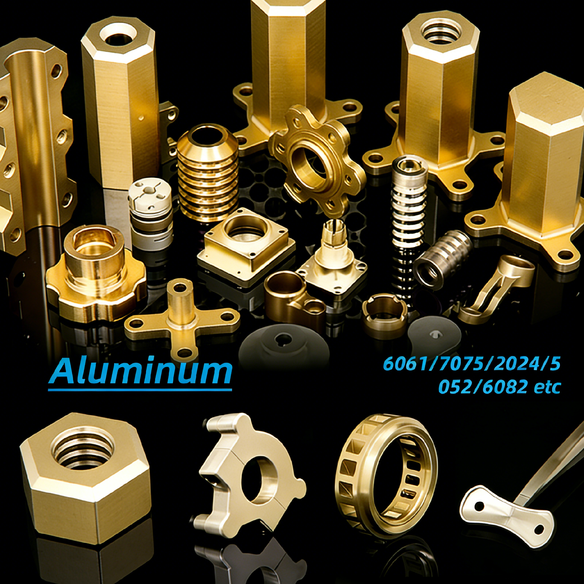 High-precision custom CNC machined parts Stainless steel Aluminum Titanium Brass Five-axis milling Turning Rapid prototyping service